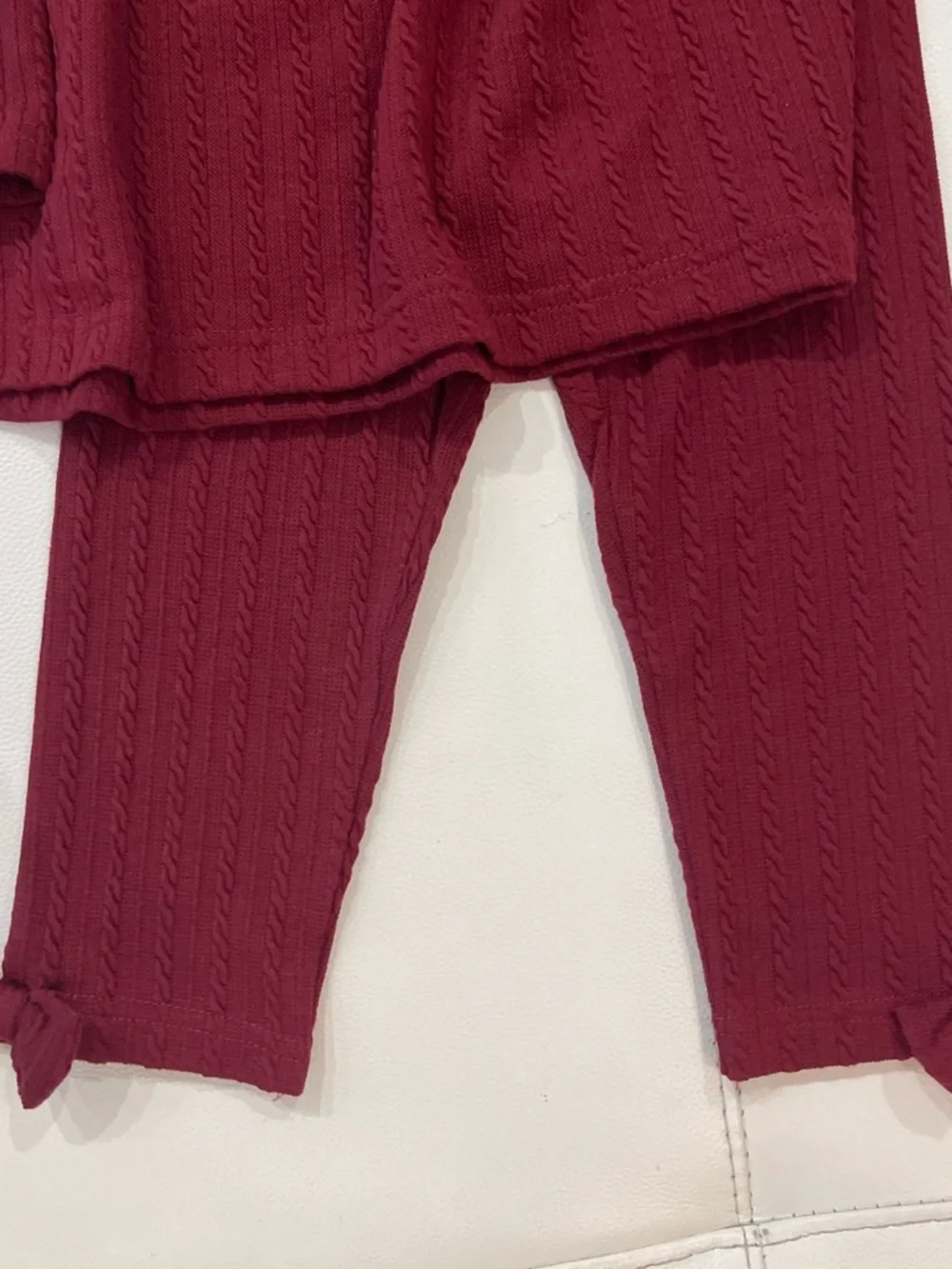 Burgundy Knit Ruffle Baby Pajama Set